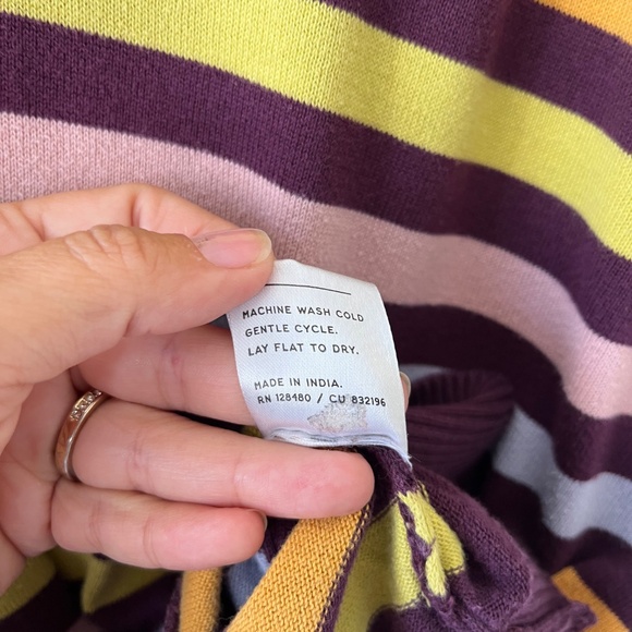 PACT Sz M Stretch V Neck Pullover Knit Sweater Organic Cotton Multicolor - Picture 5 of 11